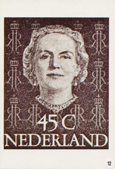 Briefkaart met afbeelding Koningin Juliana postzegel
