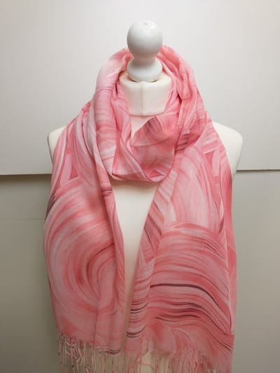 Lange dames sjaal Laura-fantasiemotief-rood wit zwart lichtrood roze