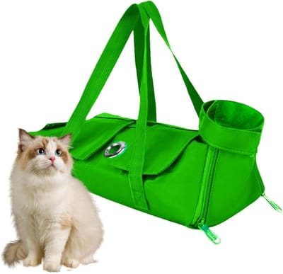Katten Draagtas - Reis Tas - Dierenarts Bezoek - Krasbestendige Stof - Maat M - Groen