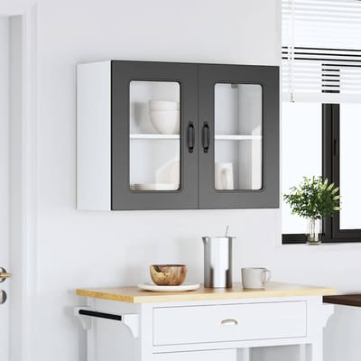 vidaXL - Keukenbovenkast - met - glazen - deur - Kalmar - bewerkt - hout - zwart