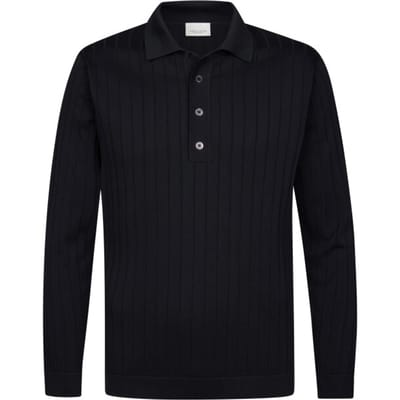 Profuomo Longsleeve Poloshirt Dropneedle Navy - Maat M - Heren - Pullovers