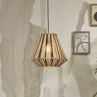 GOOD&MOJO Hanglamp Merapi - Bamboe/Zwart - 30x30x30cm - Modern - Hanglampen Eetkamer, Slaapkamer, Woonkamer