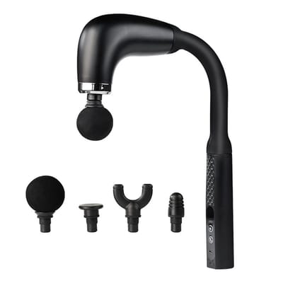 longziming -Massagepistool – 2-in-1 Percussie Massagepistool – Draadloos Percussiemassageapparaat – 9 Snelheden – 4 Massagekoppen en Lange Batterijduur – voor mannen en vrouwen– Zwart