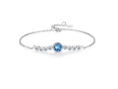 N3 Collecies 925 Sterling Zilver Ronde Blauwe Kristallen Armband Voor Dames Mode-sieraden