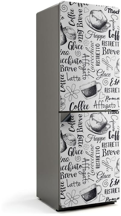 Wallfluent Magnetische Koelkastmat - Koffiekopjespatronen Koelkast Magneet Sticker - 60 cm x 180 cm - Zwart Magnetische Koelkastmat - Koelkast Magneet Decoratie - Koelkastfront Decoratie Magneet - Stijlvolle Koelkastfolie