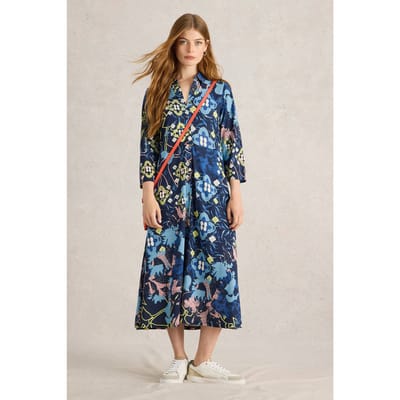 White Stuff Rua Jersey Shirt Dress Blue Print Größe: 10 REGULAR | Blusenkleider Outlet | Damen | Blau