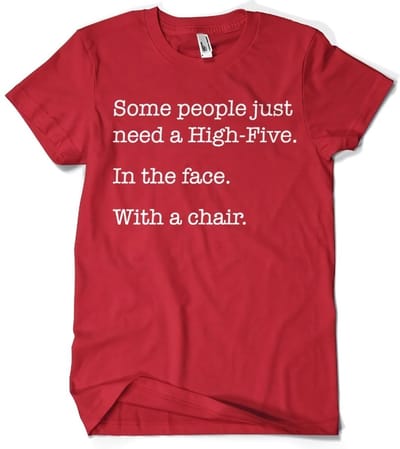 Hybris T-shirt ‘Some People Just Need A High Five’ – rood