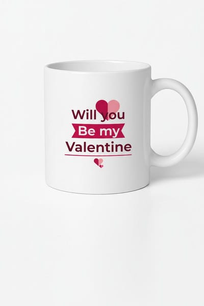 Mok Valentijn 'Will you Be my Valentine' | Romantische Koffiemok met Hartjes