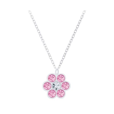 WeLoveSilver - zilveren ketting - bloem hanger - lila kristallen