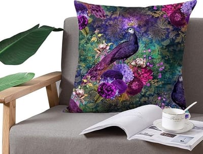 SnelShoppen - Paarse Kussenhoes Pauw Design Dubbelzijdig 40x40cm - Decoratie voor Woonkamer, Tuin, Sofa, Bed, Camping, Feest, Luxe Kussens
