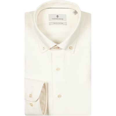 Thomas Maine Overhemd Torino Button Down Two-Ply Herringbone Flanel Off White / male
