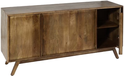 Dressoir MCW-L96, ladekast dressoir, 4 vakken en 4 planken, massief mangohout 72x146x43cm MVG, naturel