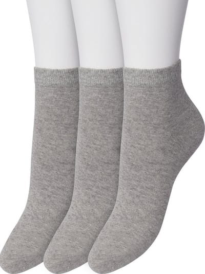 Bonnie Doon Basic Quarter Sokken Dames Licht Grijs maat 36/42 - 3 paar - Quarter Katoenen Sok - Boven de Enkel - Gladde Naden - Brede Boord - Uitstekend Draagcomfort - 3-pack - Multipack - Enkelsokken - Lichtgrijs - Light Grey Heather - OL9411011.107