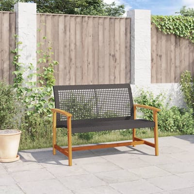 vidaXL - Tuinbank - 112 - cm - poly - rattan - en - acaciahout - zwart
