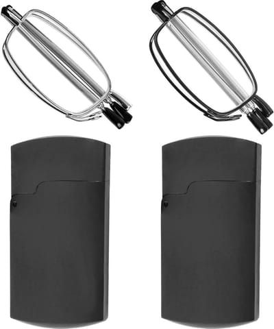 Opvouwbare Leesbrillen - Compacte Brillen - Altijd Bij De Hand - Set Van Twee - 2.25 Dioptrie - Zwart En Gunmetal