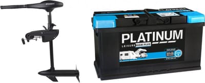 Fluistermotor 58LBS + 100ah AGM accu