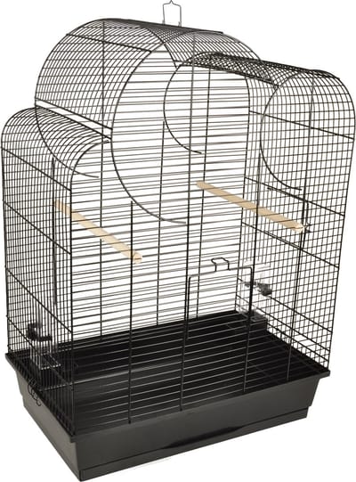 Vogelkooi – Flamingo Parkietenkooi Wammer 1 Zwart – 54x34x75 cm – met zitstokken & eetbakjes – voor parkieten