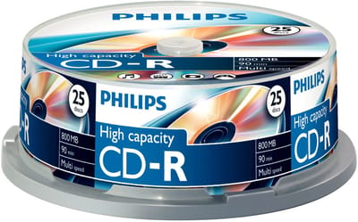 Philips CR8D8NB25 - CD-R 90Min - 800MB - Speed 40x - Spindle - 25 stuks