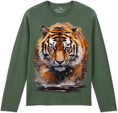 Tijger Watercolor Running Tiger The Coloured House Longsleeve T-shirt XXL