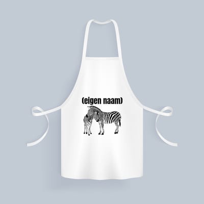 Akyol - 2 zebra's Keukenschort - Dierentuin - zebra liefhebbers - met eigen naam - zebra spullen - gepersonaliseerd - 82 bij 71 cm