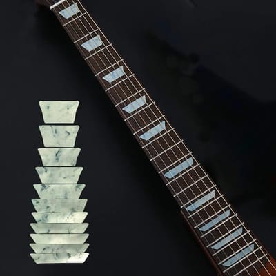 Guitar fretboard markers inlay stickers voor gitaar of bas, witte parel trapezoïde DIY decoratie, eenvoudig aan te brengen