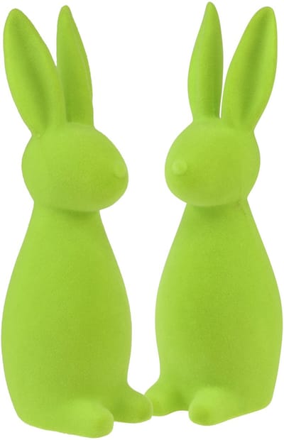 Konijntjes met fluweelachtige afwerking, appelgroen, paastafeldecorati