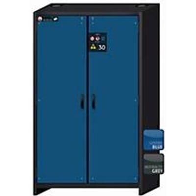 Veiligheidskast type 30 asecos Q-CLASSIC-30, scharnierende deuren, gentiaanblauw front, B 1164 x D 620 x H 1947 mm