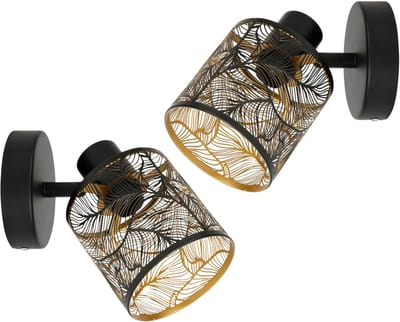 Ostaria Wandlamp Calathea - 2x - goud / zwart - metaal - bewerkt - E27 - interieur decoratie - binnen