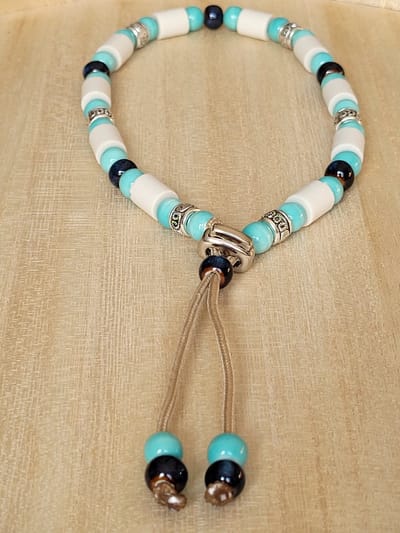 Anti Vlooienband / Tekenband EM-X Kralen 40-50cm MINTGROEN/BLAUW (GEEN RECHT OP RETOUR)