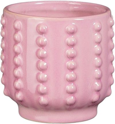 Mica Decorations Bloempot Boaz - gebobbeld - roze - 13 x 14 cm