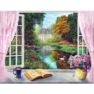 Diamant borduurwerk landschap 5d Diamond schilderij raamkozijn landschap Cross Stitch Home Decor 20X30CM black