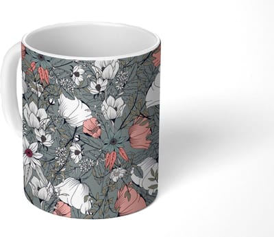Mok - Koffiemok - Klaproos - Schets - Vintage - Mokken - 350 ML - Beker - Koffiemokken - Theemok