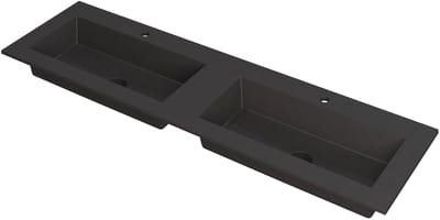 Ink Kraft dubbele meubelwastafel 160x45cm - 2 kraangaten - Quartz zwart
