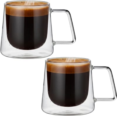 Betrahan - Dubbelwandige Glazen Met Oor - Koffieglazen - Glazen - 2 Stuks - 200ML