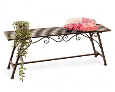 Weerbestendige Tuinbank 120 cm in Antiek Design - Metalen Zitbank voor Tuin, Terras en Balkon