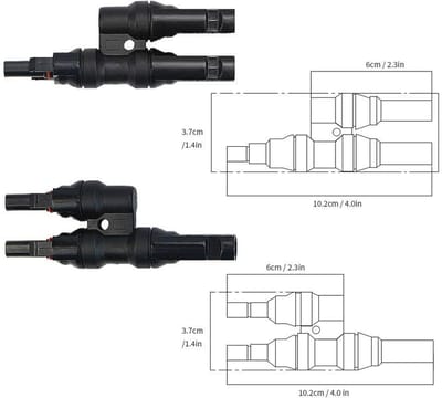 MC4 Y Connector Set voor Zonnepanelen - MMF + FFM Zonne-Stekkers voor Parallelschakeling