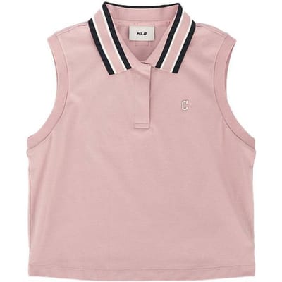 MLB Cleveland Indians SS26 Polo Rayé Sans Manches Coupe Ajustée Femme tops 3FPQB0363-45PKL M