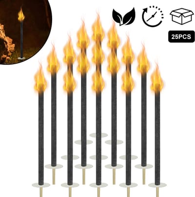 Froadp 25er fakkels brandende tijd 100 min, natuurlijke was fakkels voor buiten, met extra lang handvat, fakkel voor kinderen Tuin Outdoor fakkel wandelen