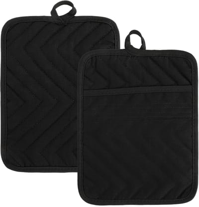 Dailygoods- Pannenlap met zak - Hittebestendig - Katoen - 2 stuks - Antislip ontwerp - Dubbellaags zakontwerp - 9 x 17,8 cm - Ovenwant