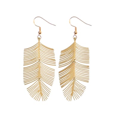 Zilver -oorbellen -palmblad -goudkleurig 7.5 cm- Charme Bijoux