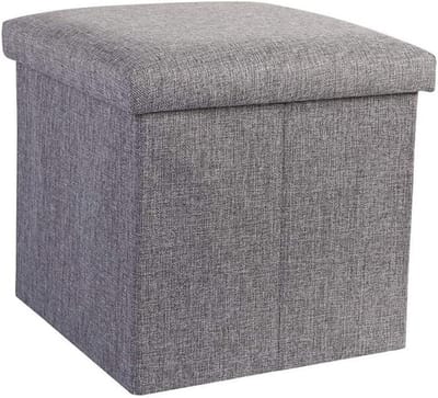 Opvouwbare Voetenbank - Poef Opbergdoos - Woonkamer Organiseren - Hoge Dichtheid Schuim - 38x38x38 cm - Grijs