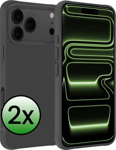 Hoesje 2 Stuks - Geschikt voor iPhone 17 Pro / 18 Pro - Sterk & Shockproof - Case Siliconen - Back Cover - Telefoon Hoes - Zwart