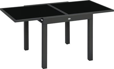 Outsunny uitschuifbare eettafel voor buiten - Aluminium - 160x80x75cm - Grijs, Zwart