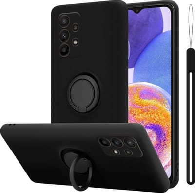 Cadorabo Hoesje geschikt voor Samsung Galaxy A23 4G in LIQUID ZWART - Beschermhoes van flexibel TPU silicone Case Cover met ring