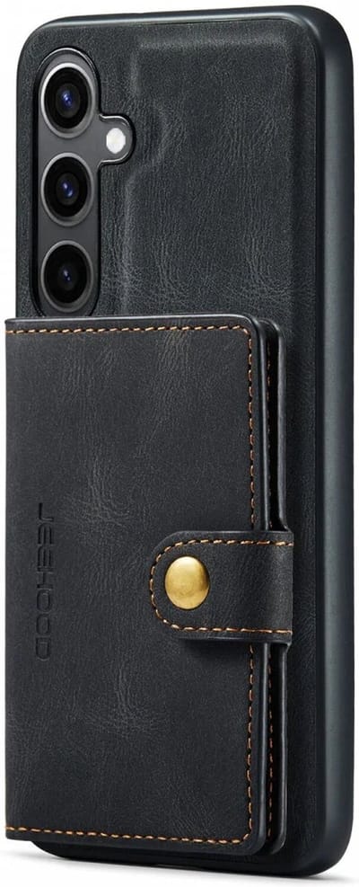 CaseMe JH-01 Hoesje Geschikt voor Samsung Galaxy S24 | Back Cover met Magnetische Kaarthouder | Beschermhoes Pasjeshouder Achterkant | 4 Pasjes en Briefgeld | Zwart