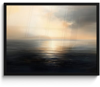 Poster in lijst - Fotolijst 70x50 cm - Posters - Zon - Horizon - Zee - Posterlijst zwart - Decoratie - Wanddecoratie woonkamer - Muurdecoratie slaapkamer