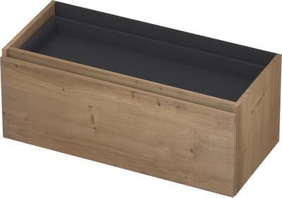 INK wastafelonderkast 1 lade greeploos fineer eiken inclusief binnenlade 100x40x45cm, ash grey