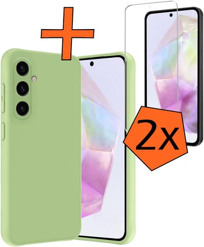 Hoes - Met 2x Screenprotector - Geschikt voor Samsung Galaxy A36 - Sterk & Shockproof - Back Cover - Siliconen Case - Telefoon Hoes - Groen