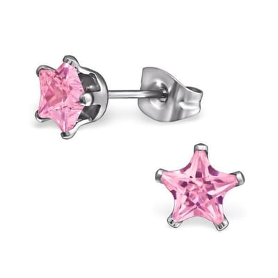 Montebello Oorbellen Baya Pink - 316L Staal - Ster - ∅6mm