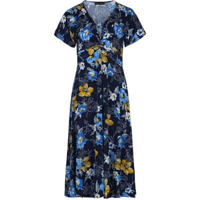 Marine Print midi-jurk met vlinderstrik